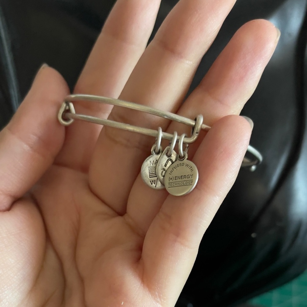 Silver tone sideways cross Alex and Ami adjustable bracelet - Picture 5 of 6